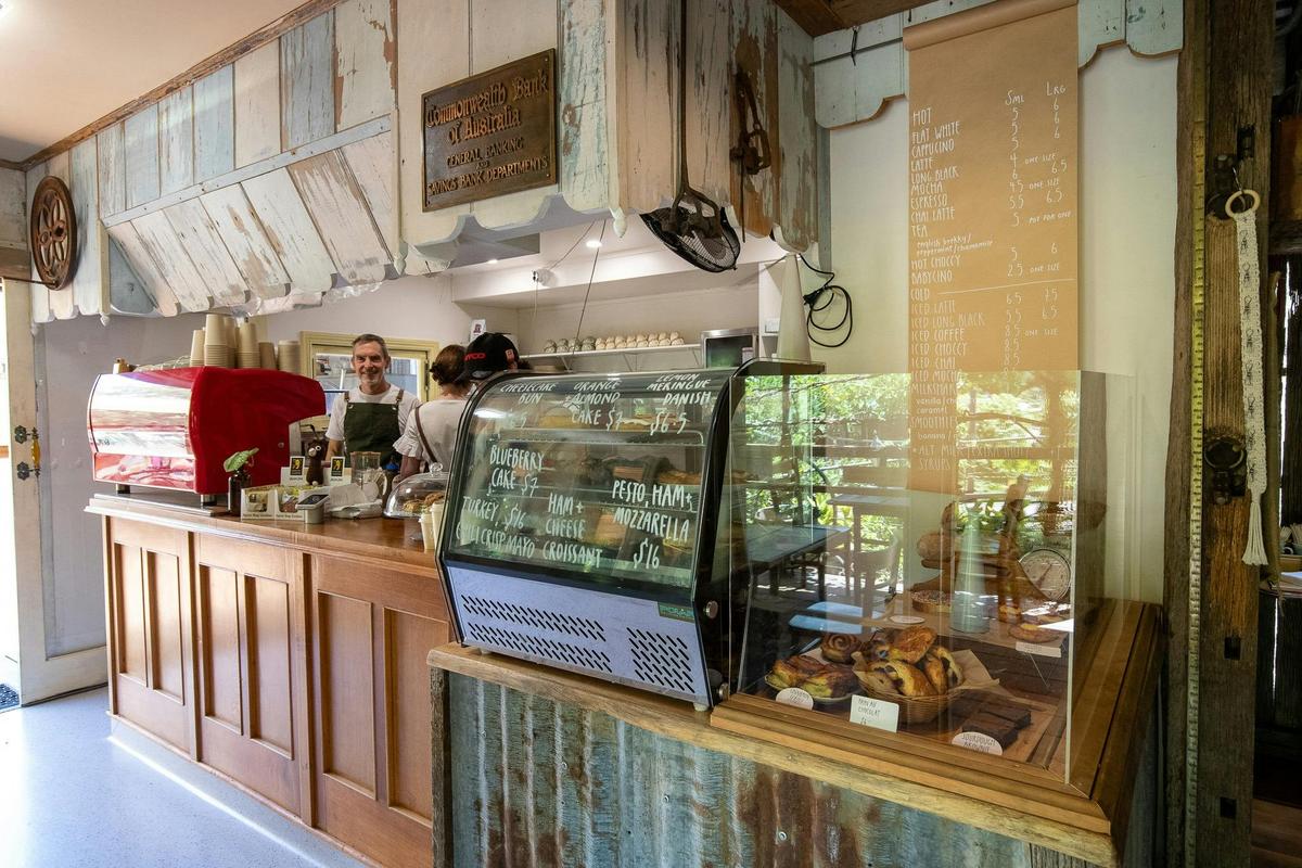 cabinet with fresh home baked pastries and savoury foods