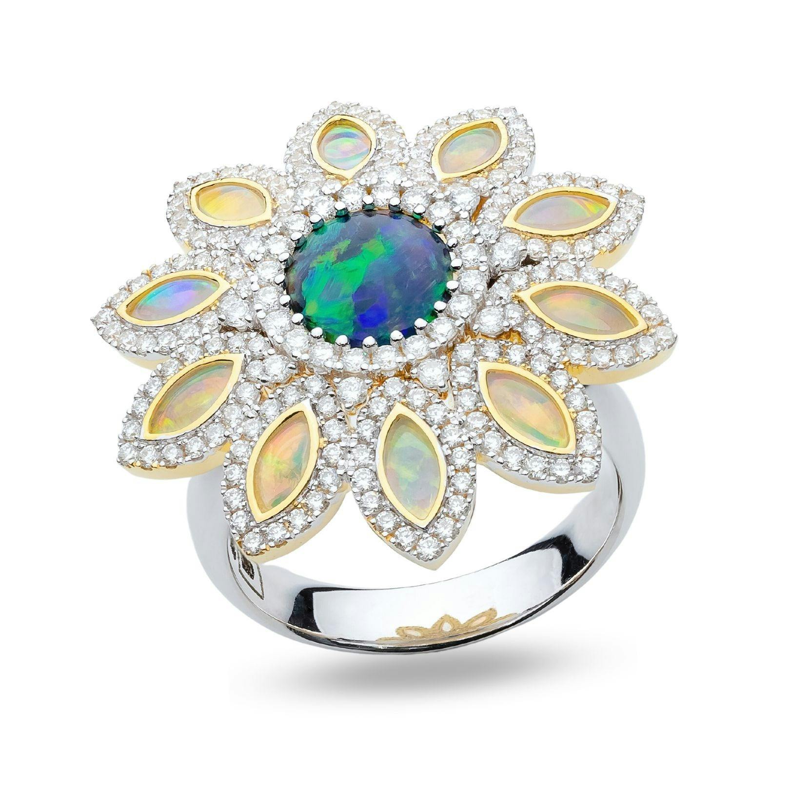 Fine Black Opal Cocktail Ring