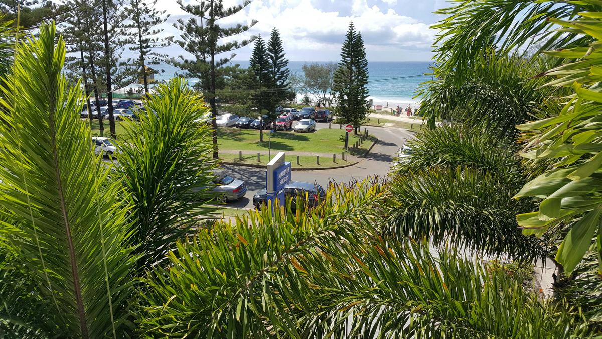 The view from the rooftop barbecue looking out at North Burleigh beach.