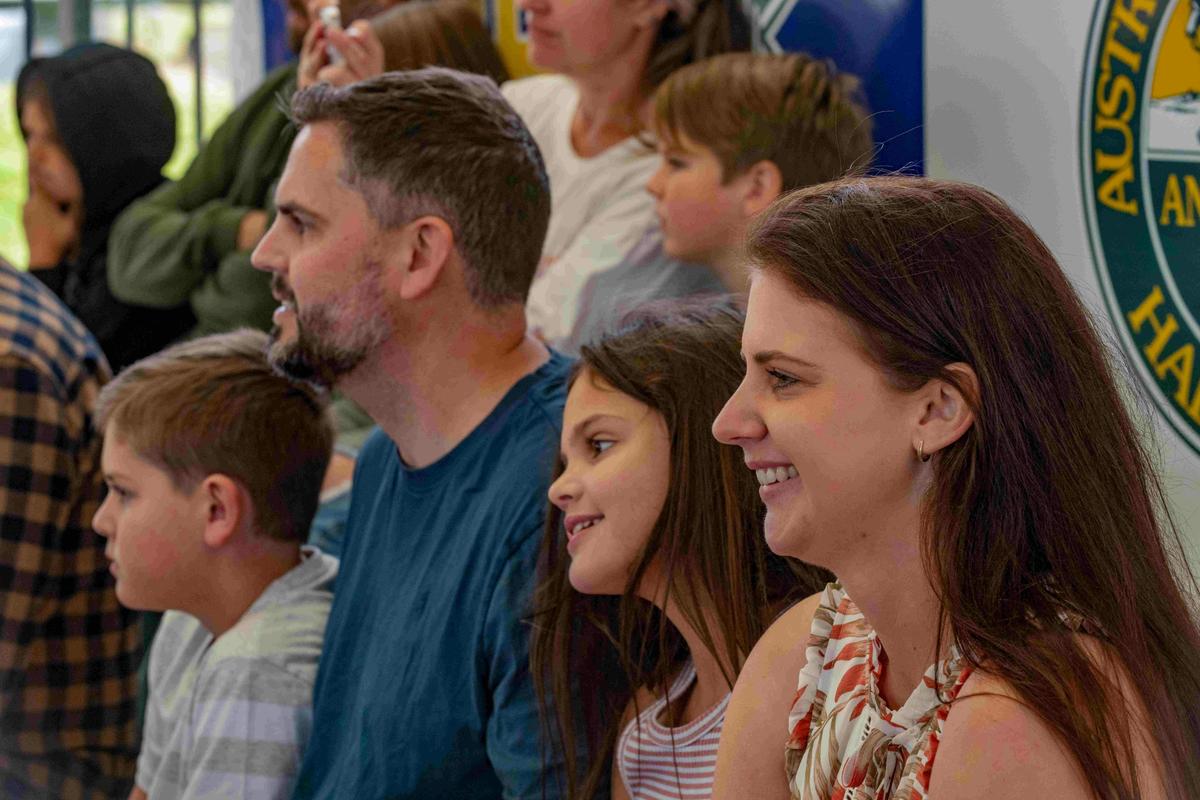 Family enjoying live show