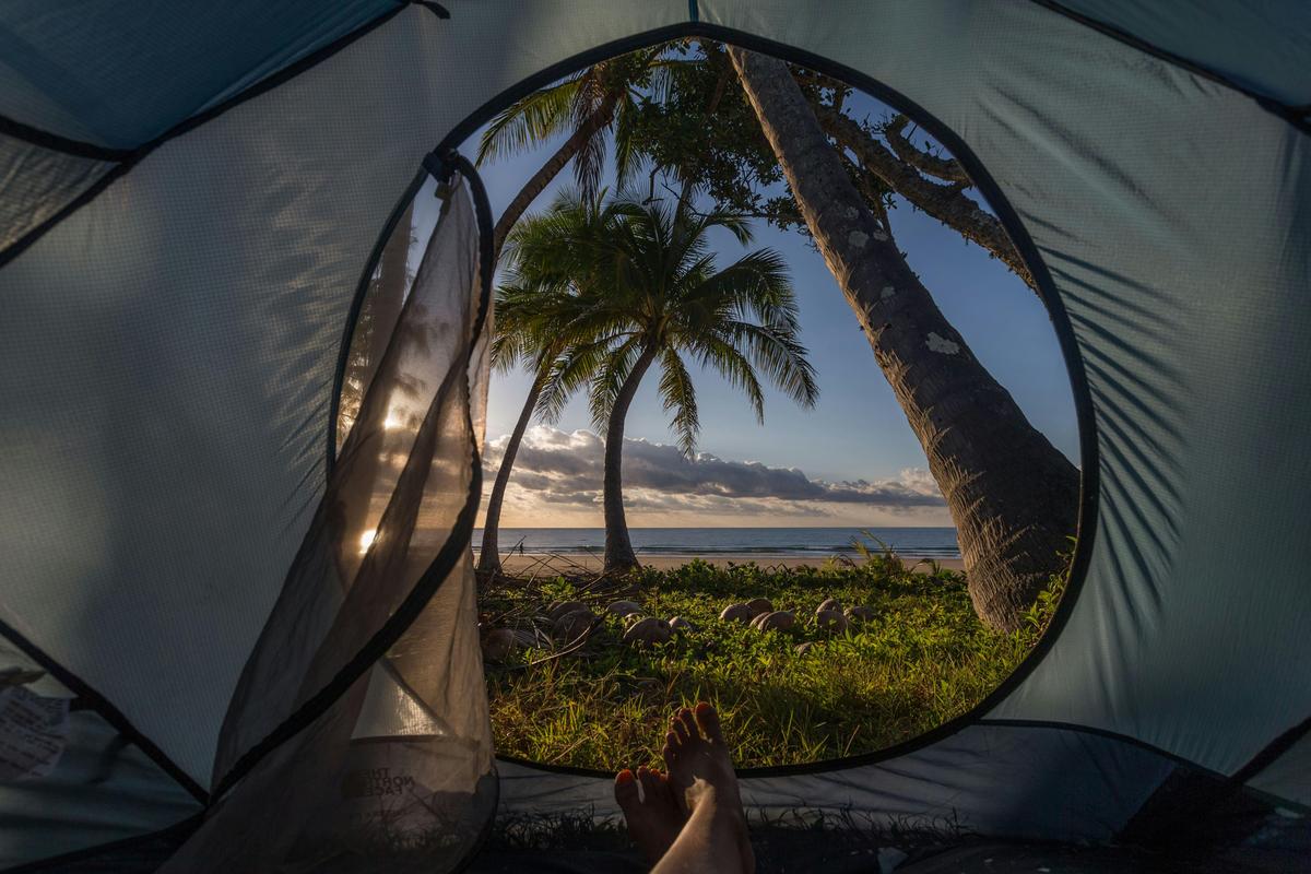 Camping at Mission Beach overlooking Dunk Island