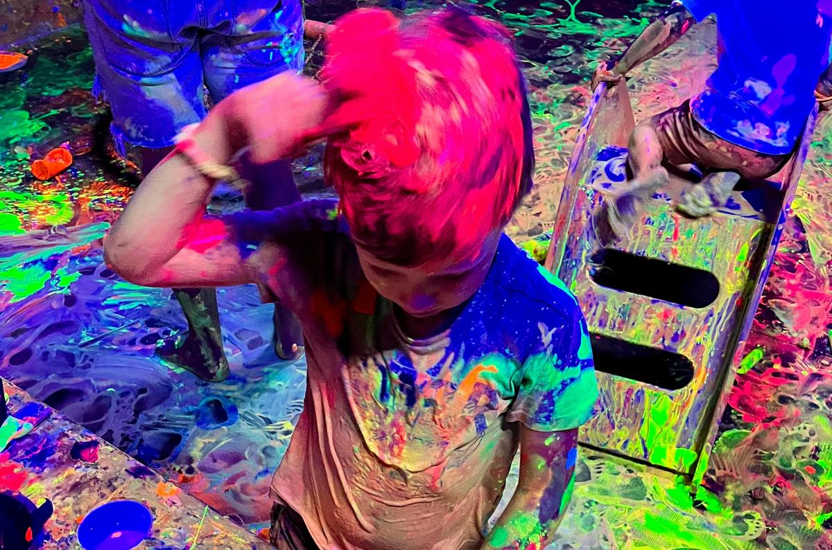 UV Paint Party Painting ourselves with Glow Paint!