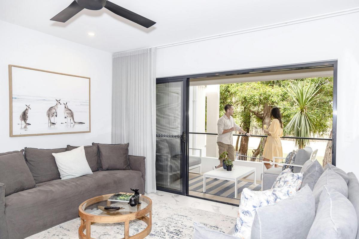 The lounge opens up onto the balcony