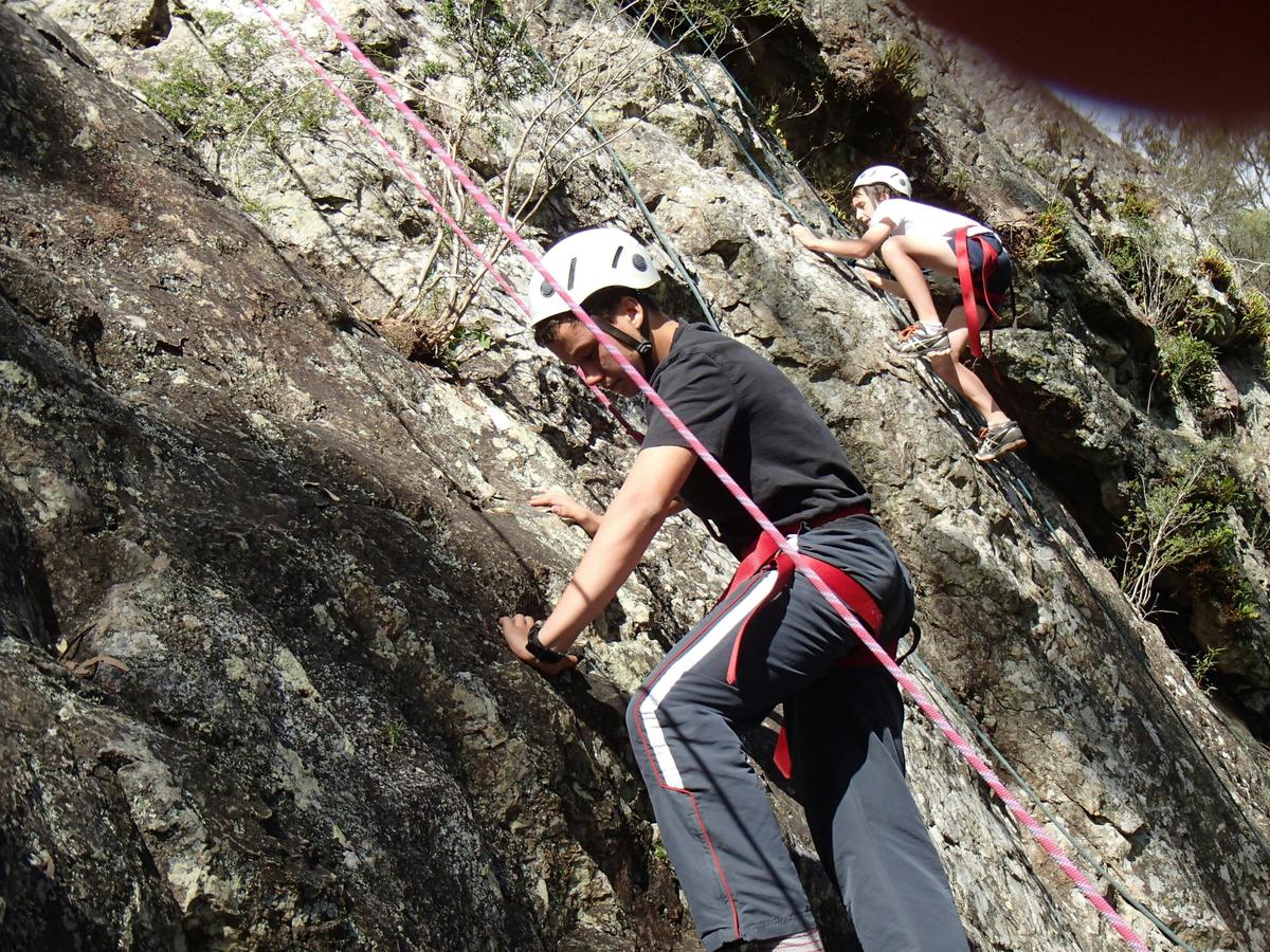 Beginners rock climbing