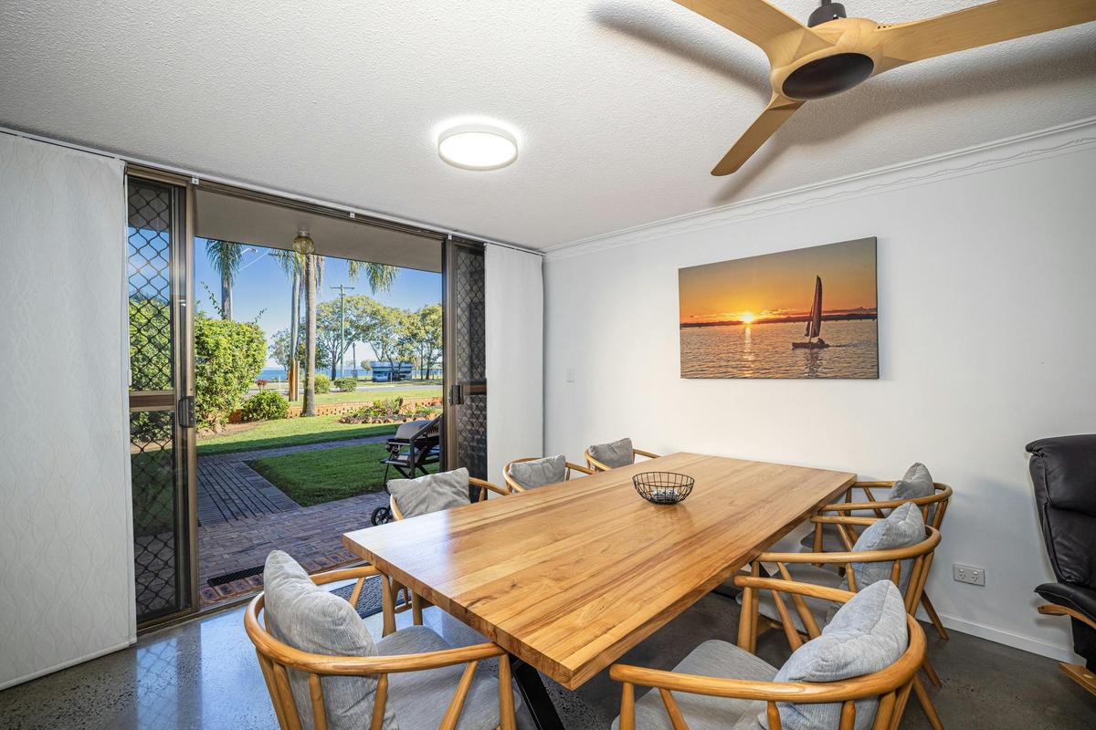 Dining room with water views