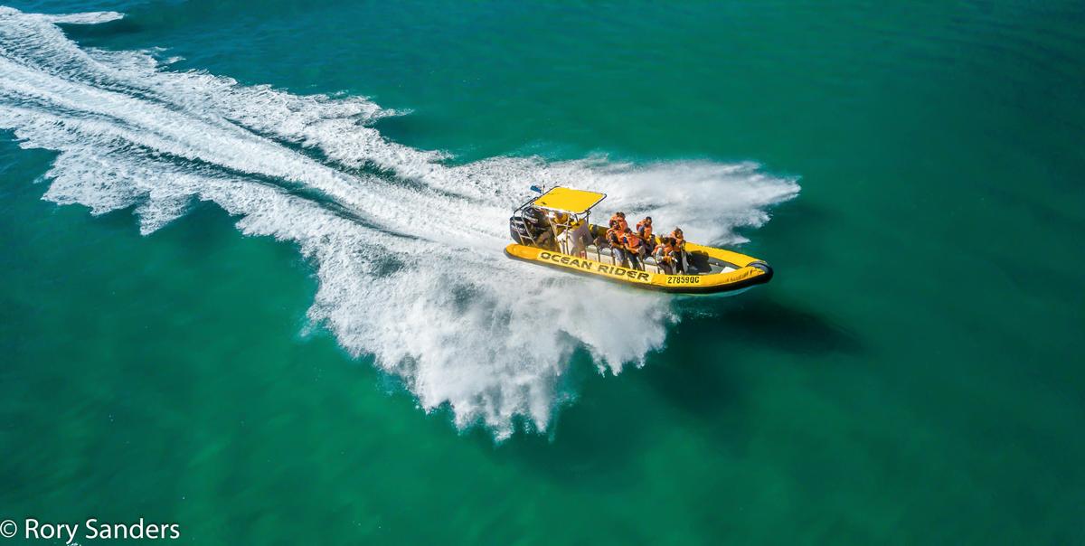 Oceanrider crossing the Noosa Bar.