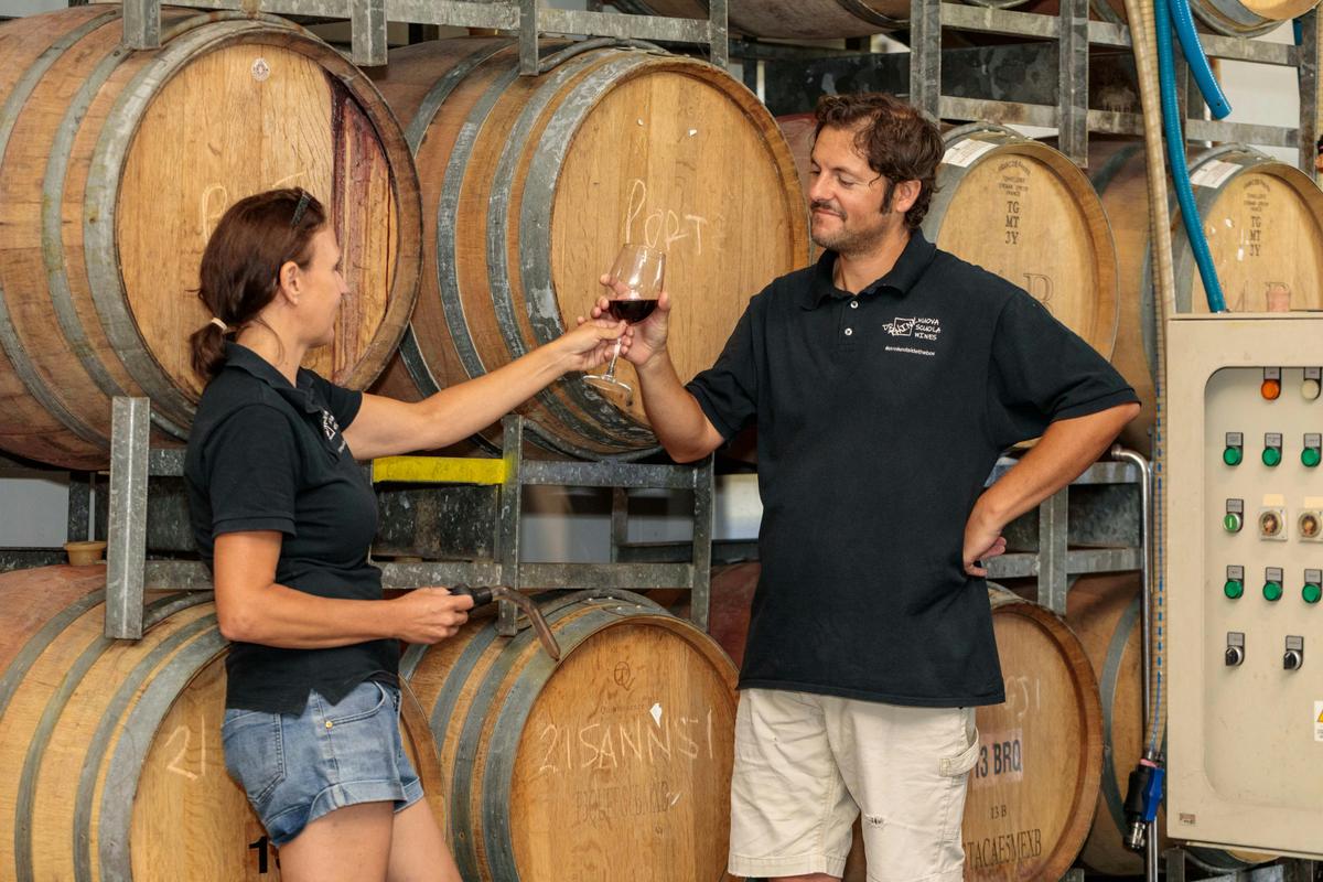 At the winery