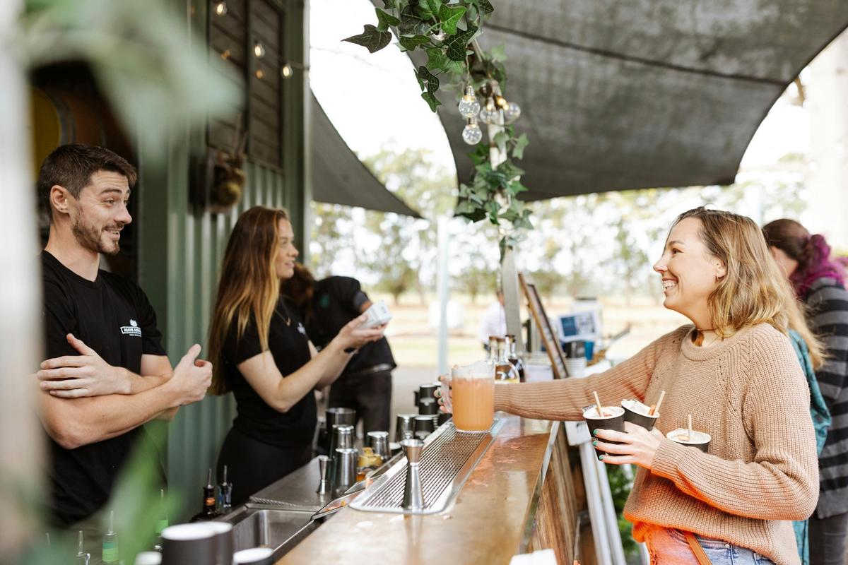 Drinks being served at Mt Uncle Distillery cellar door