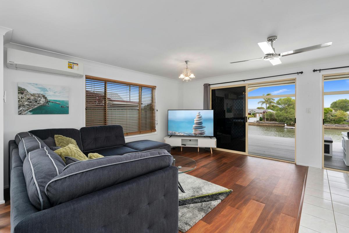 Lounge area with canal views
