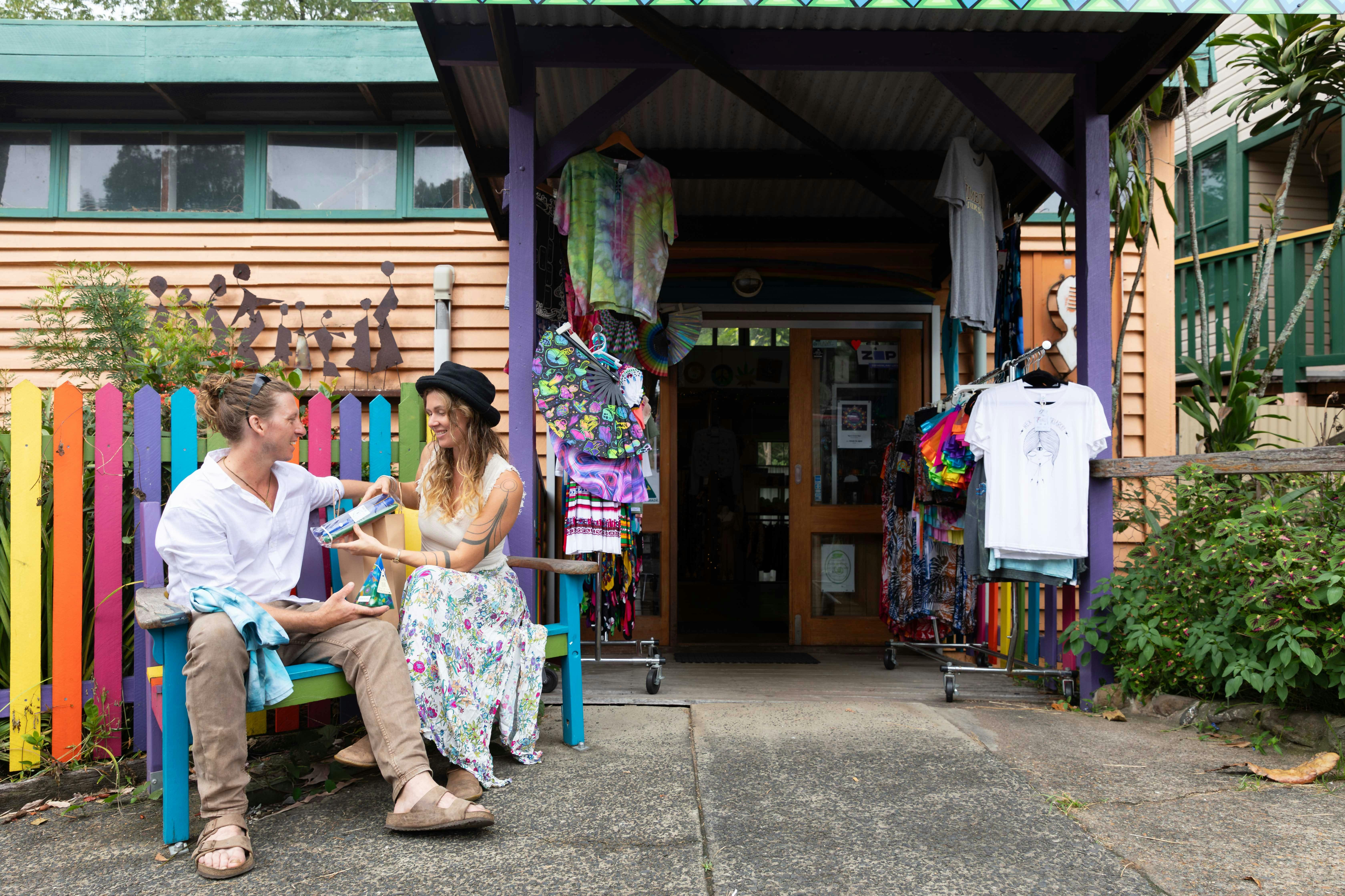 Couple out the front of the Nimbin Craft Gallery