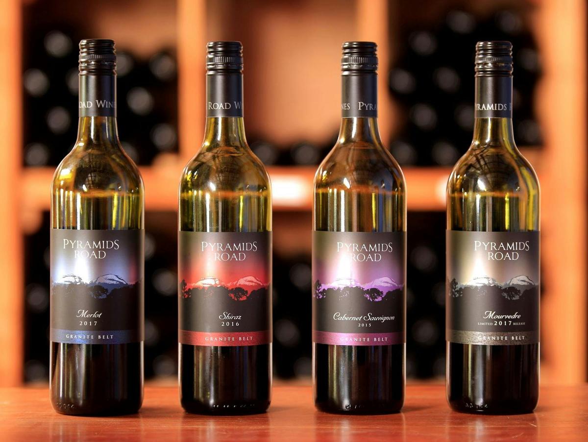 Red wines in the cellar door at Pyramids Road Wines