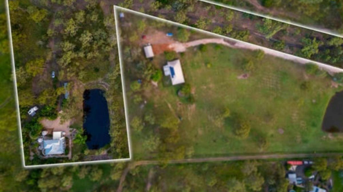 Aerial photo of property camping areas are best to ease of the house.