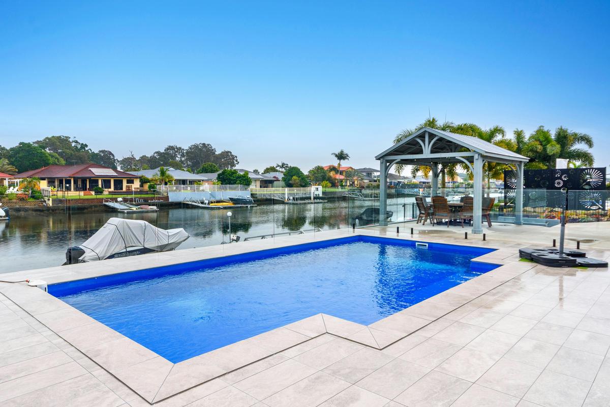 Pool area overlooking canal