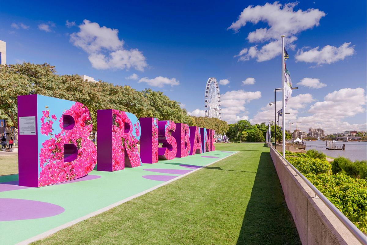 Brisbane sign from Cultural Forecourt, South Bank