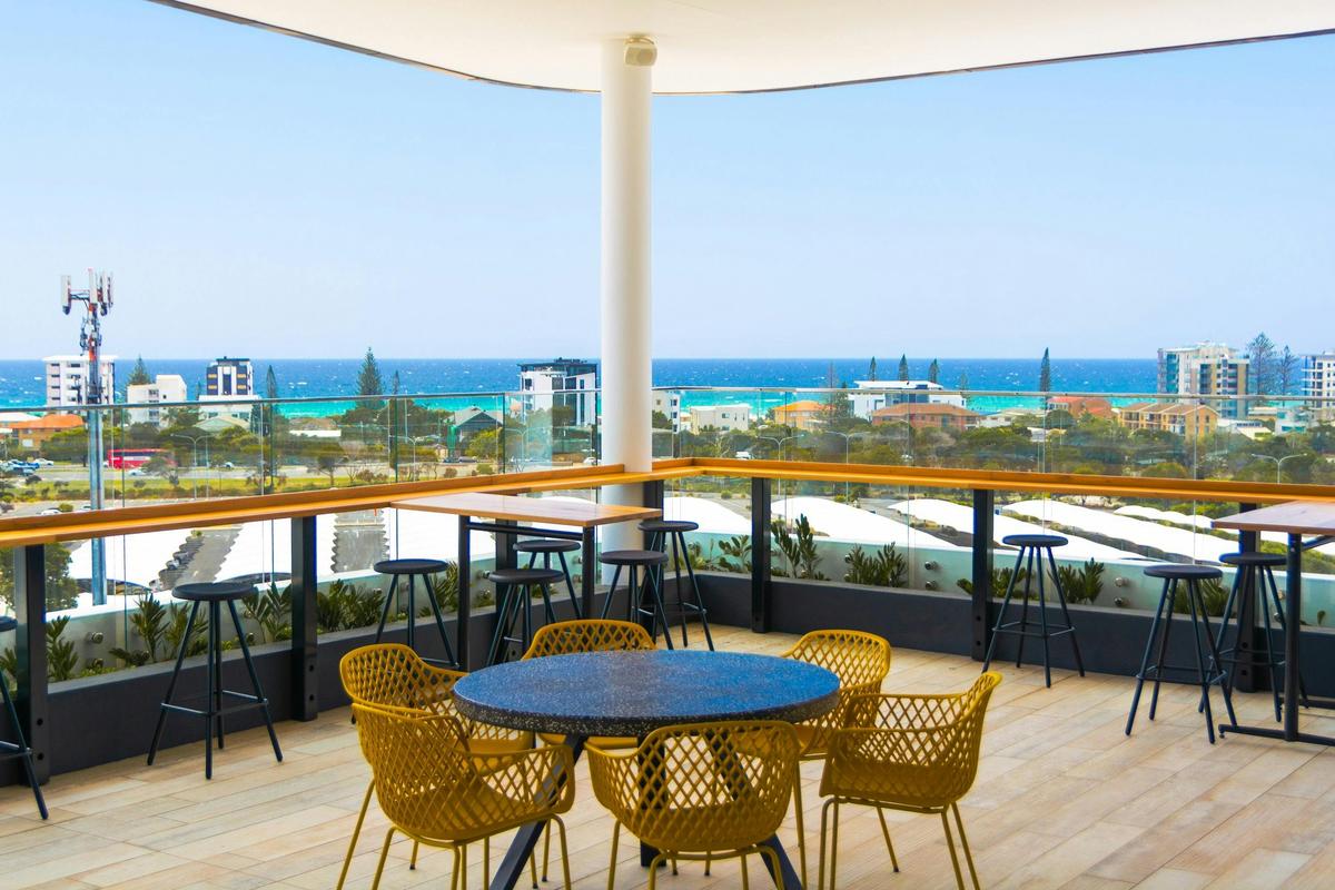 Enjoy views of the Gold Coast from the roof-top Salty Fox bar