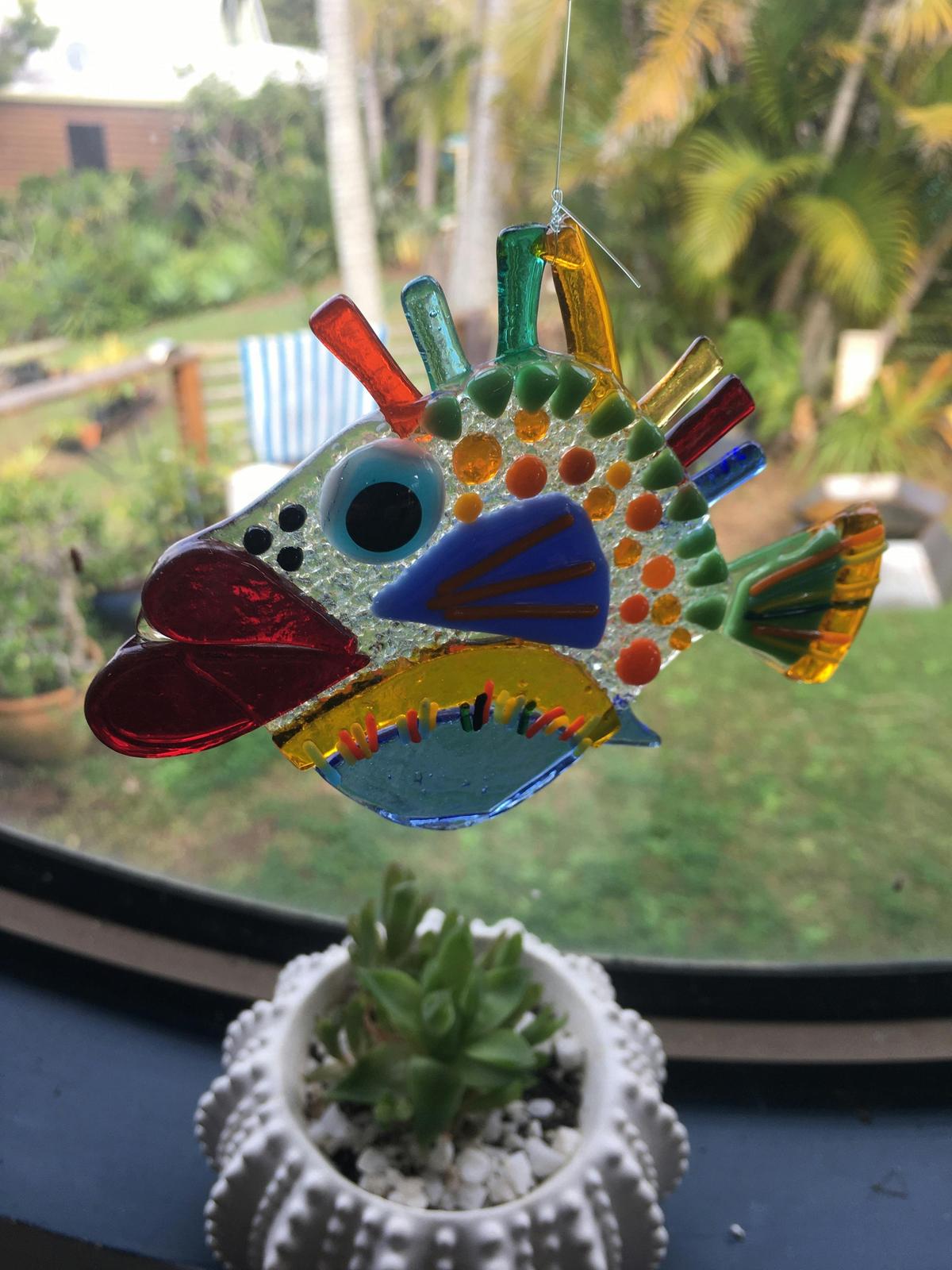 Hot Lips - quirky glass fish Suncatcher