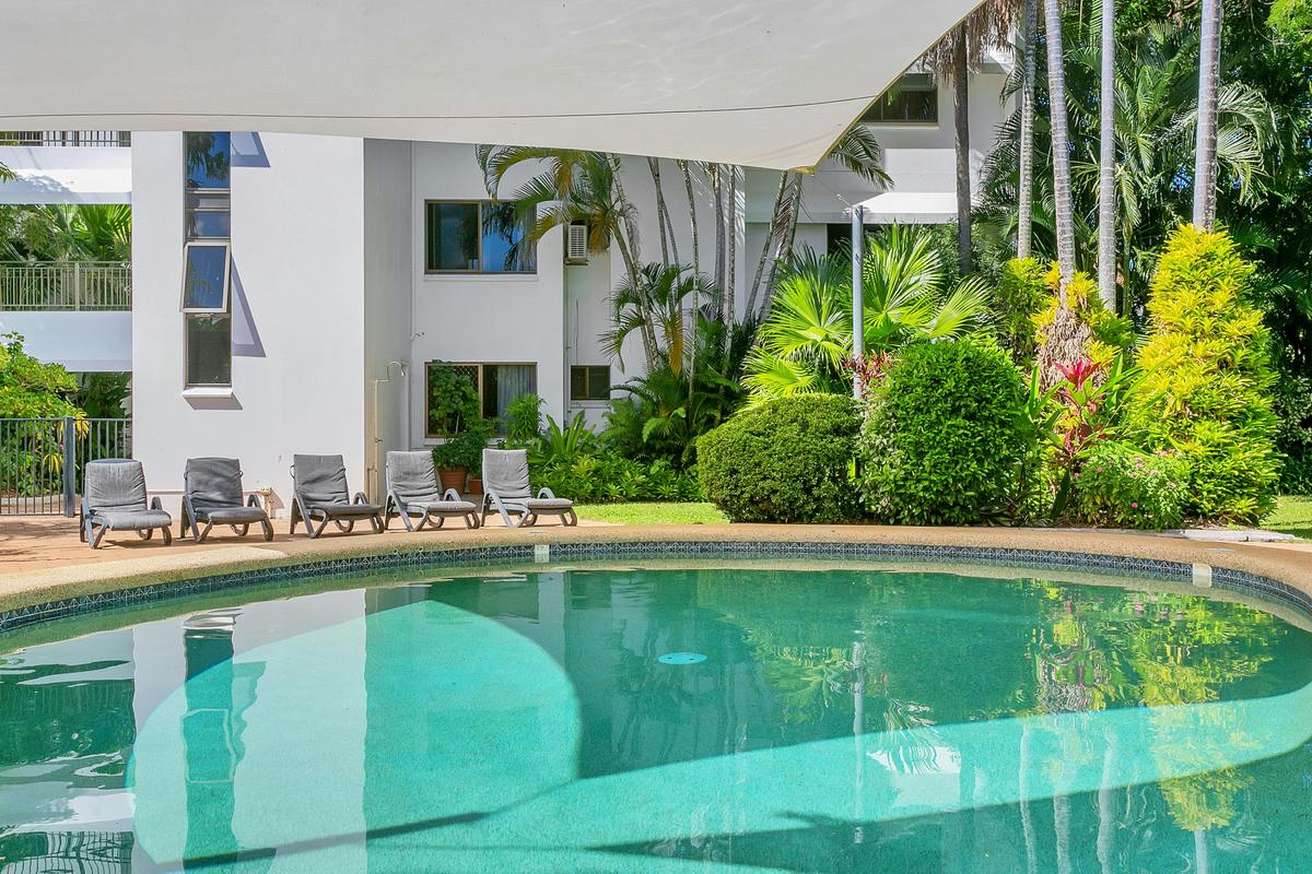 Large private pool in tropical gardens.