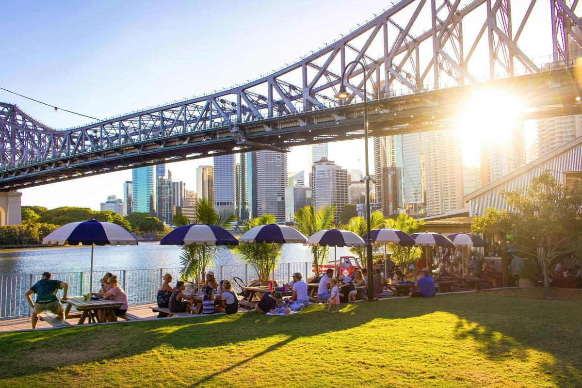 Howard Smith Wharves beneath the Story Bridge