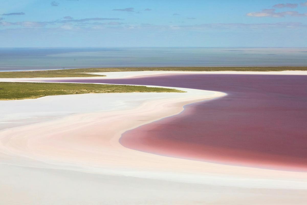 A breathtaking aerial perspective of the vivid colours and sweeping shoreline of South Australia's r