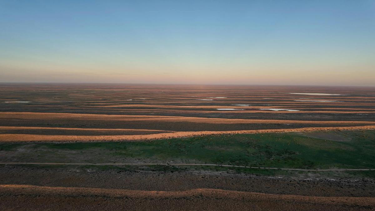 The remarkable braided floodplains of South Australia's Channel Country stretch to the horizon, crea