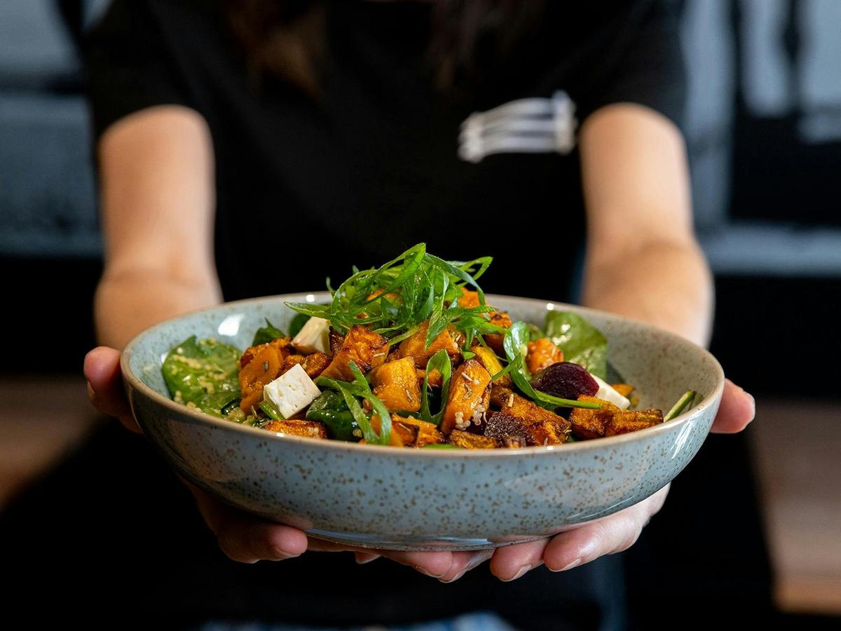 Splityard Social - Roasted Pumpkin, Spinach and Beetroot Salad