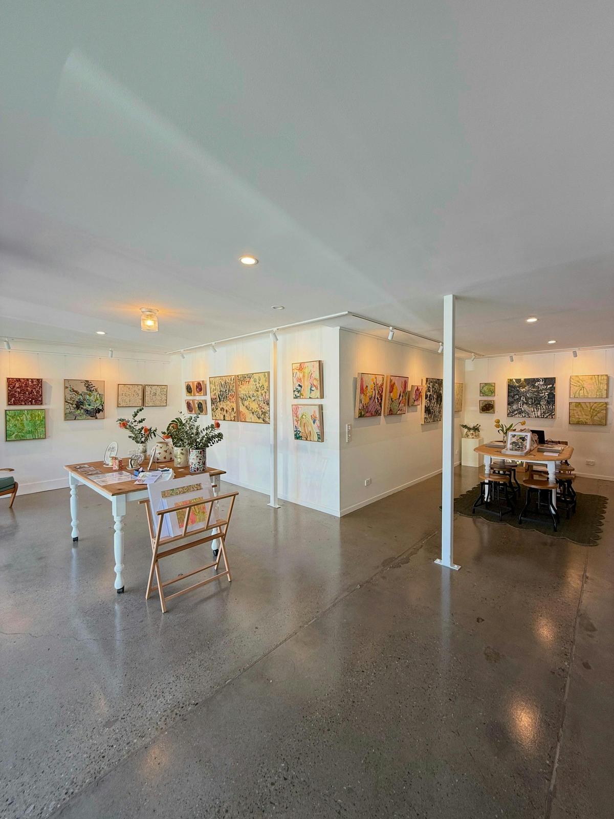 art on walls in art gallery in currumbin