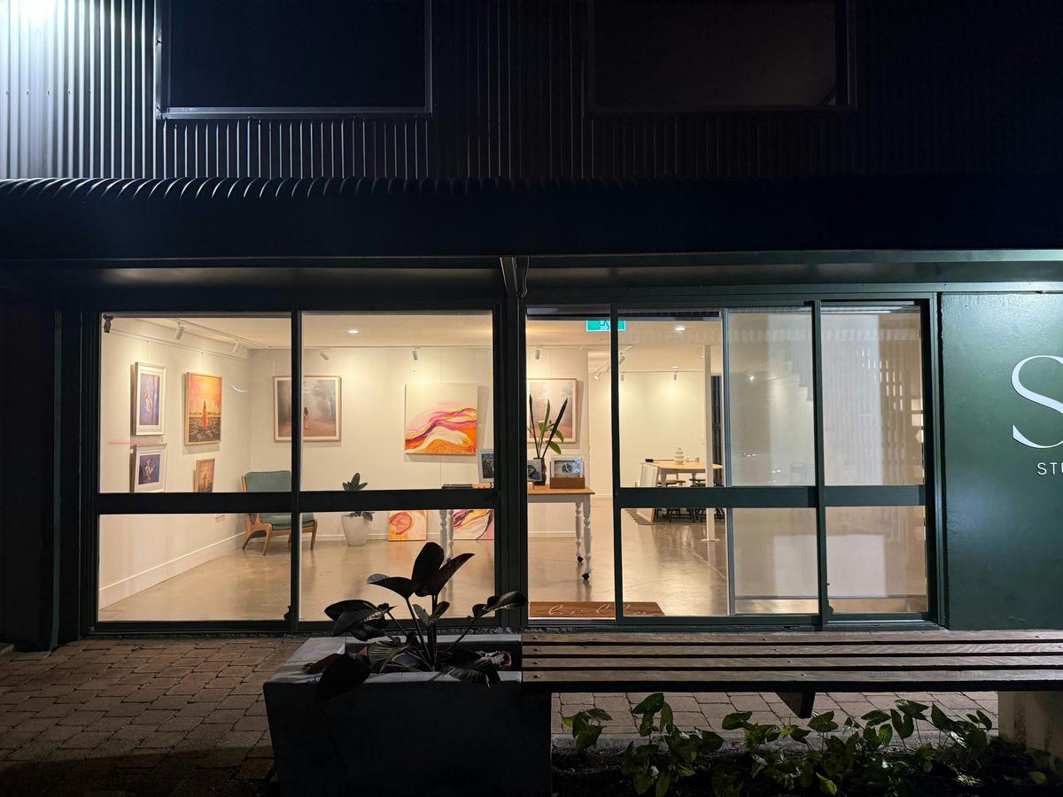 night time in art gallery art on walls