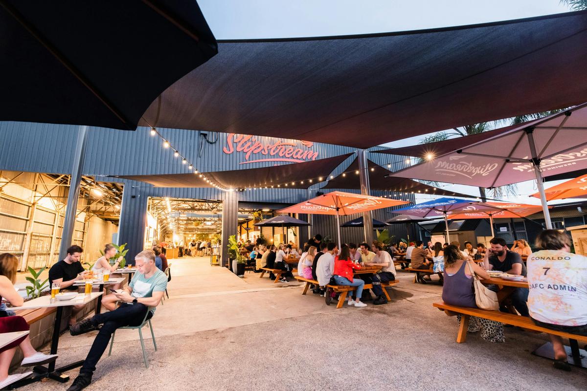 Venue entrance & beer garden Slipstream Brewing