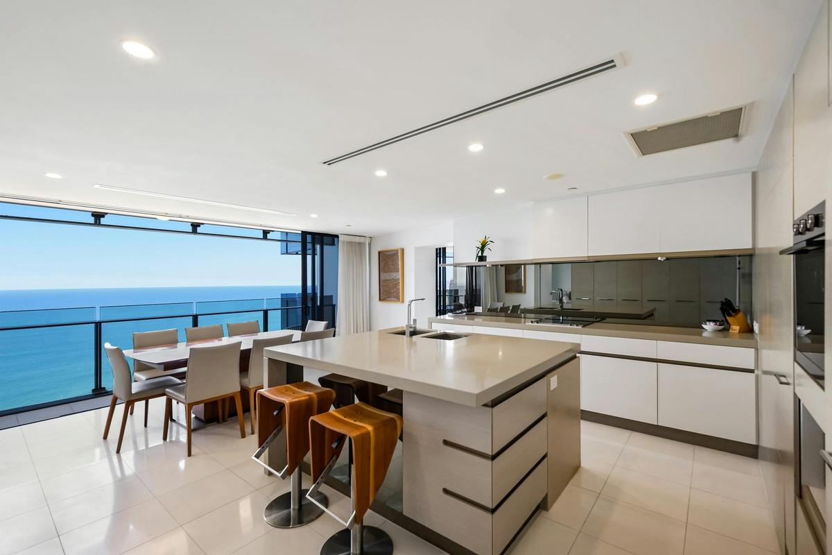 Fully equipped kitchen with ocean views - Soul Peppers Surfers Paradise Sub Penthouse Gold Coast
