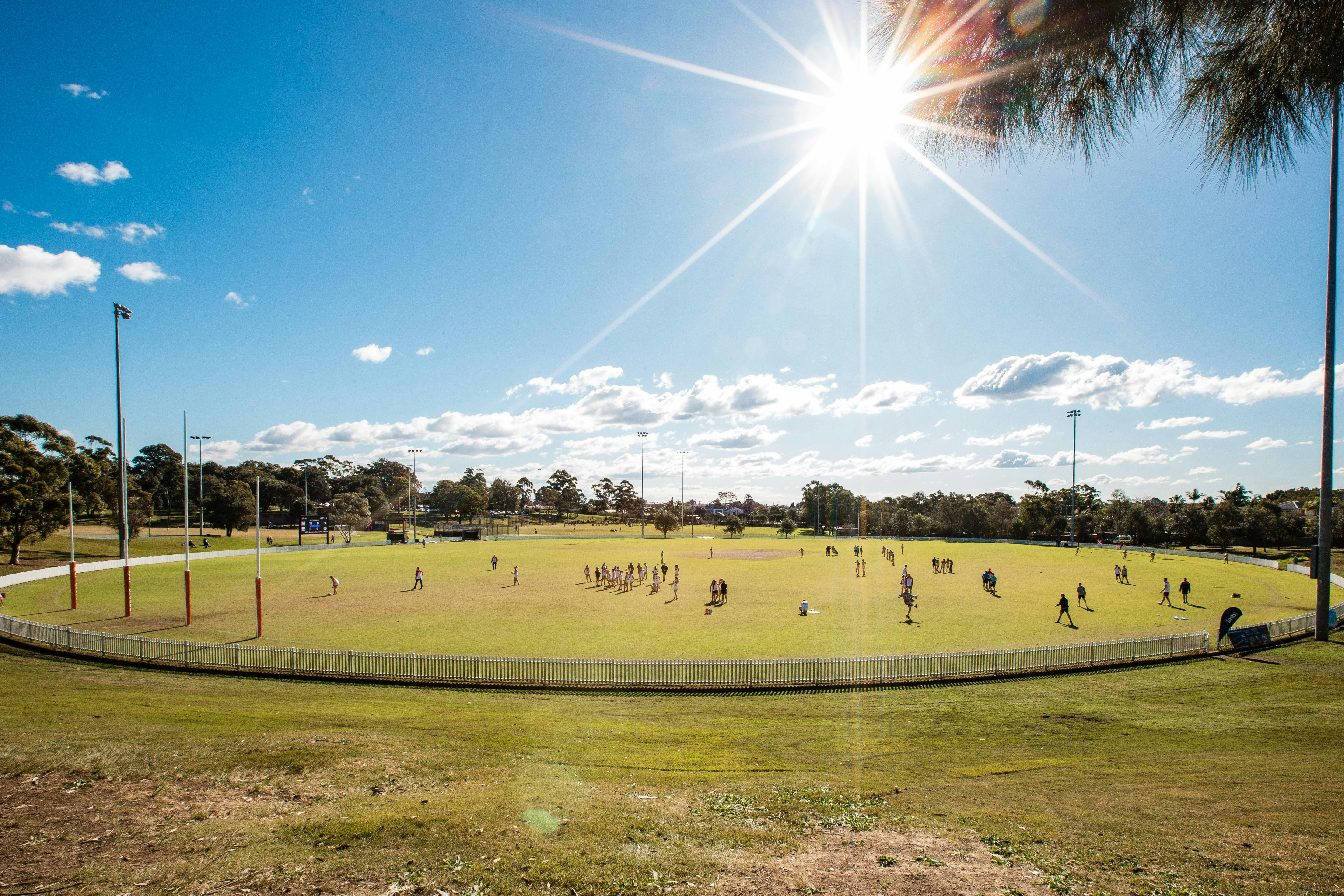 The sports oval is the centre of the park is used for AFL during winter and cricket during summer