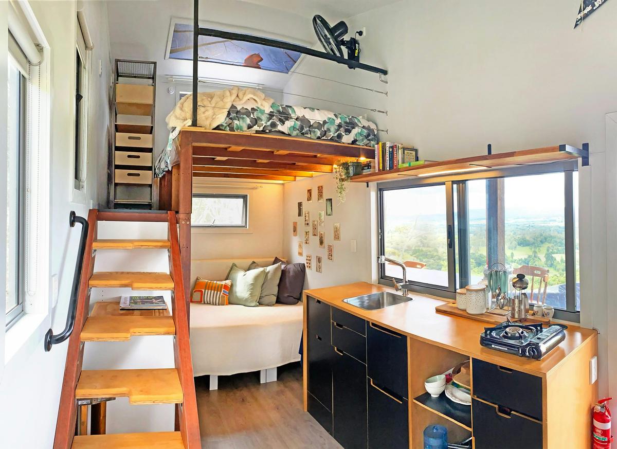 Interior of Claudine, tiny home