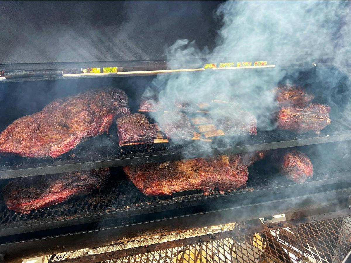24 Hour smoked brisket finishing off in the upright smoker
