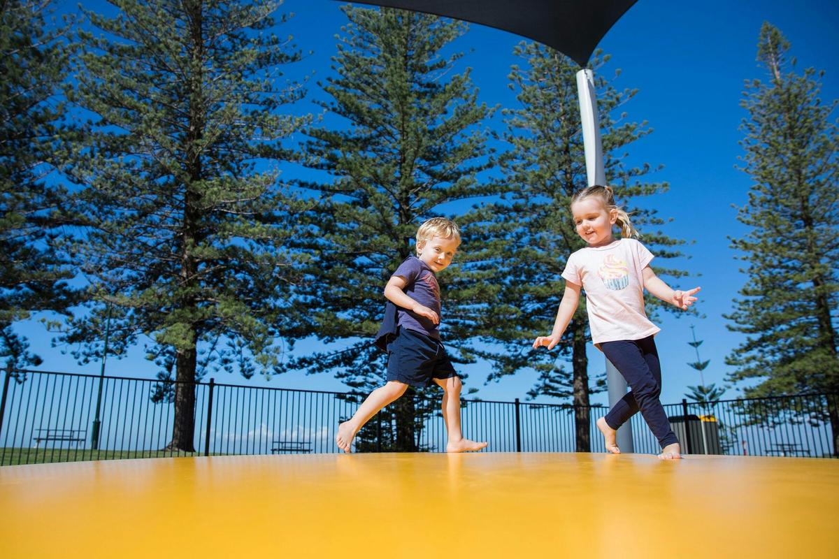 Scarborough beach park jumping pillow Moreton Bay Region