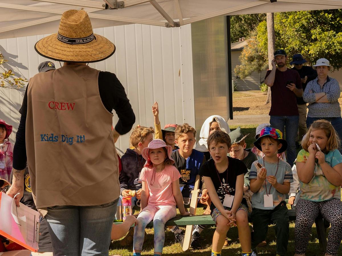 Children enjoying our school holiday program Kids Dig it!