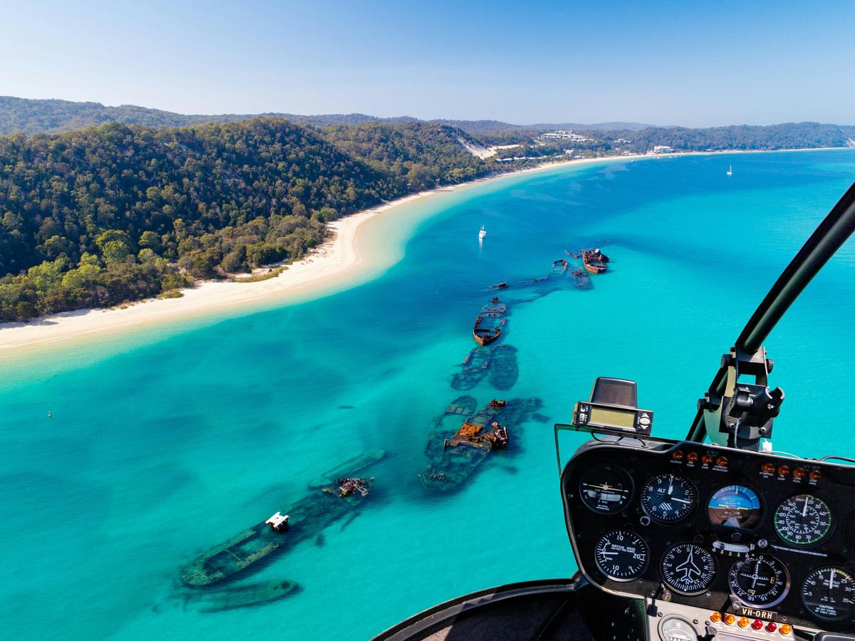 Brisbane to Tangalooma Whale Watching Cruise with Sea to Sky Helicopter Tour (Jun-Oct)