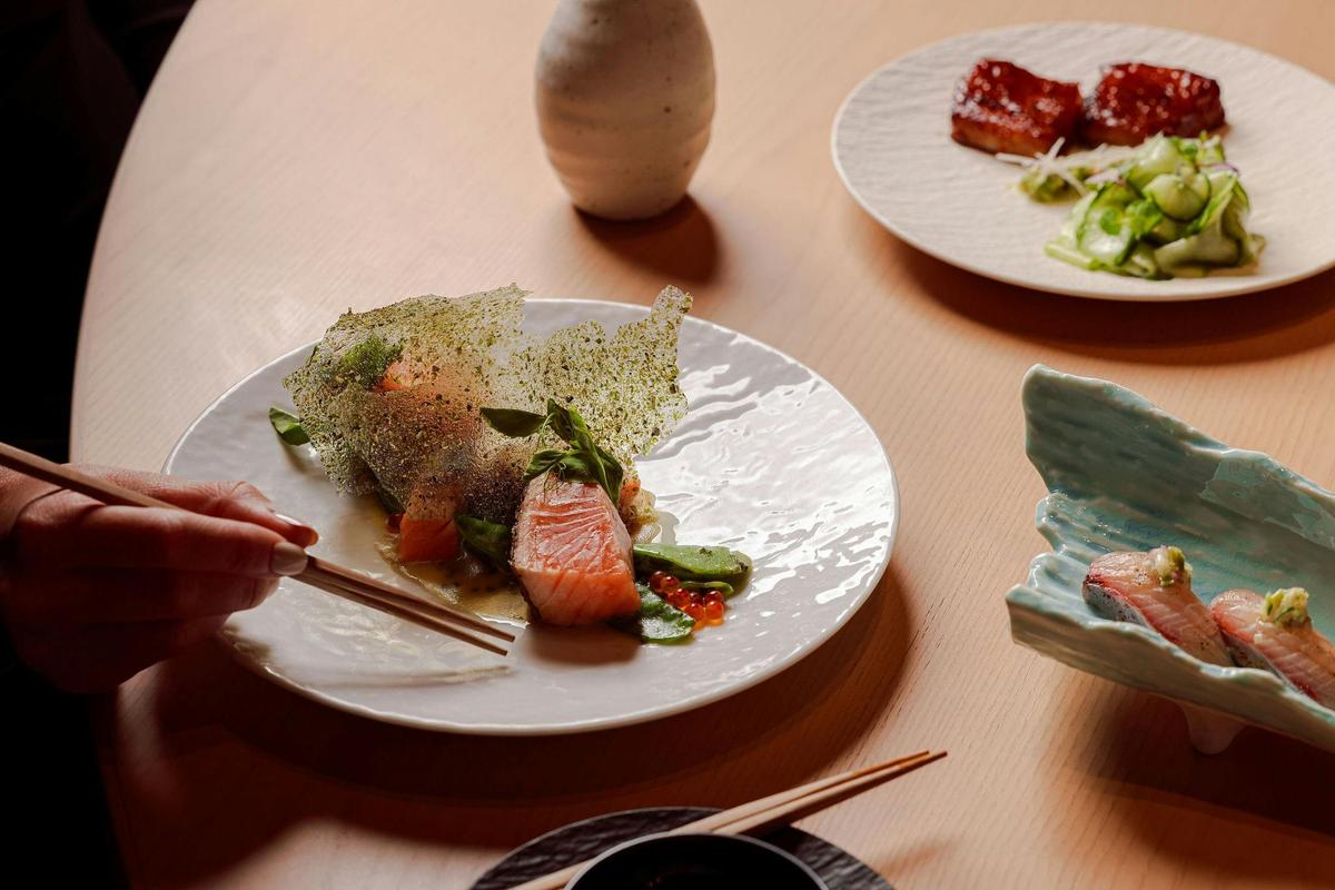 A salmon dish at Sokyo