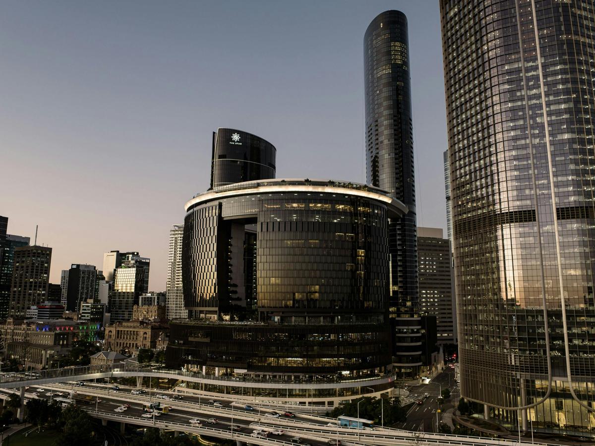 The Star Brisbane building at dusk