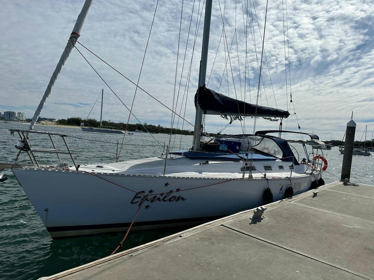 Sun Sailing's yacht Epsilon at pickup pontoon waiting for guests.