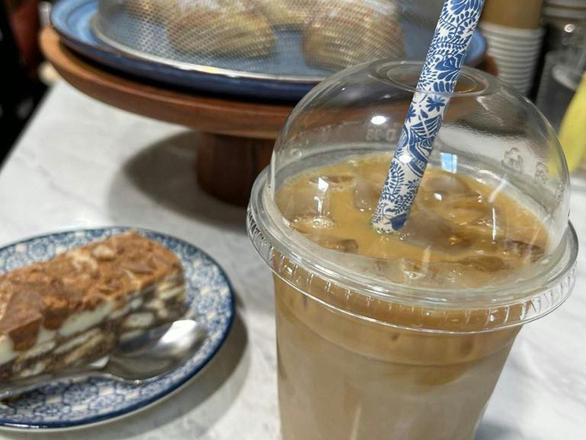 Iced coffee and slice