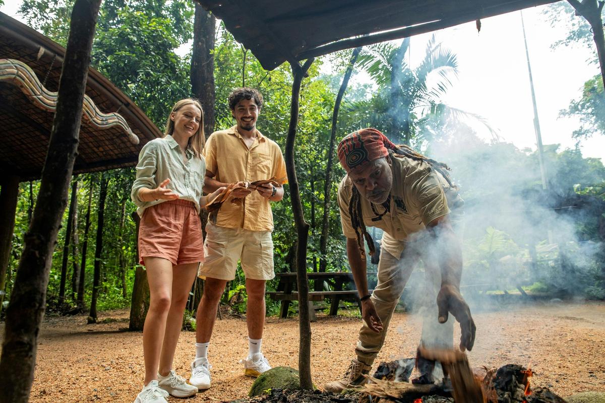 Aboriginal traditional Welcome to Country and Smoking Ceremony at Mossman Gorge