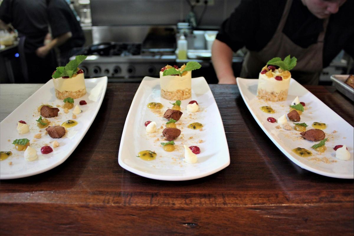 Passionfruit, mango cheesecake