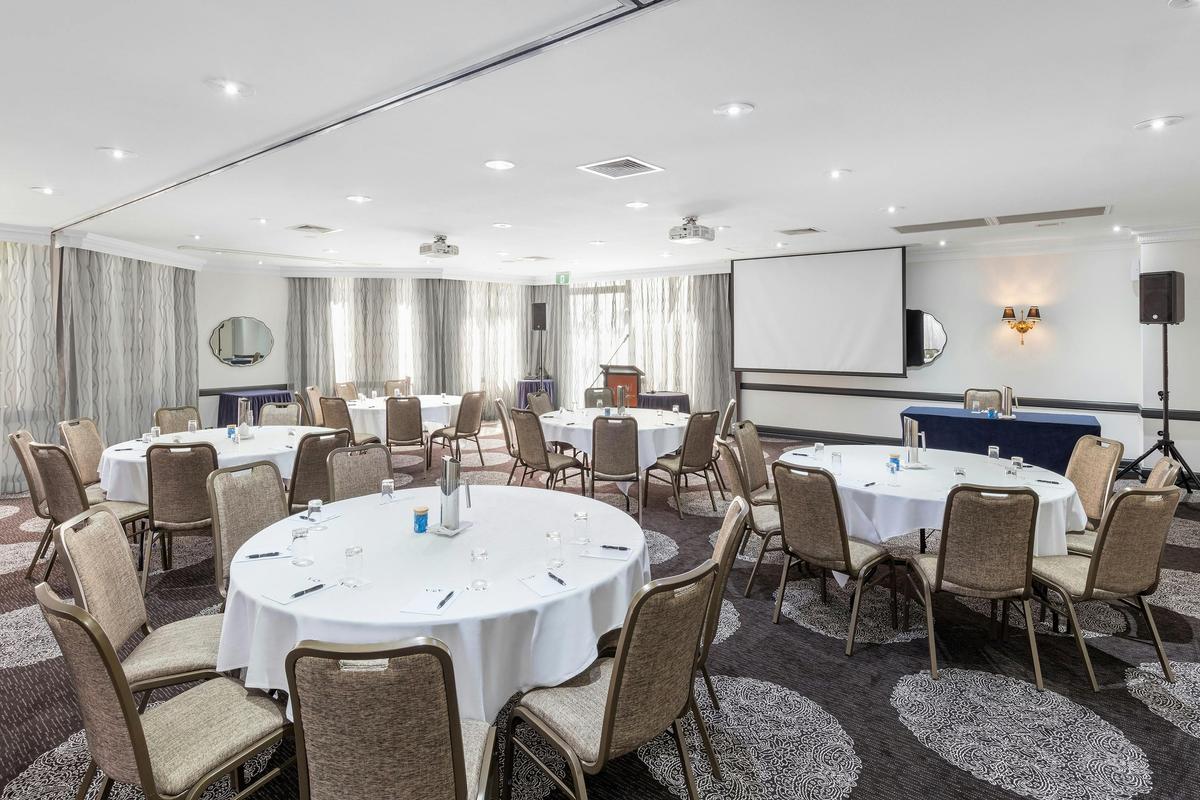 Conference room set up cabaret style