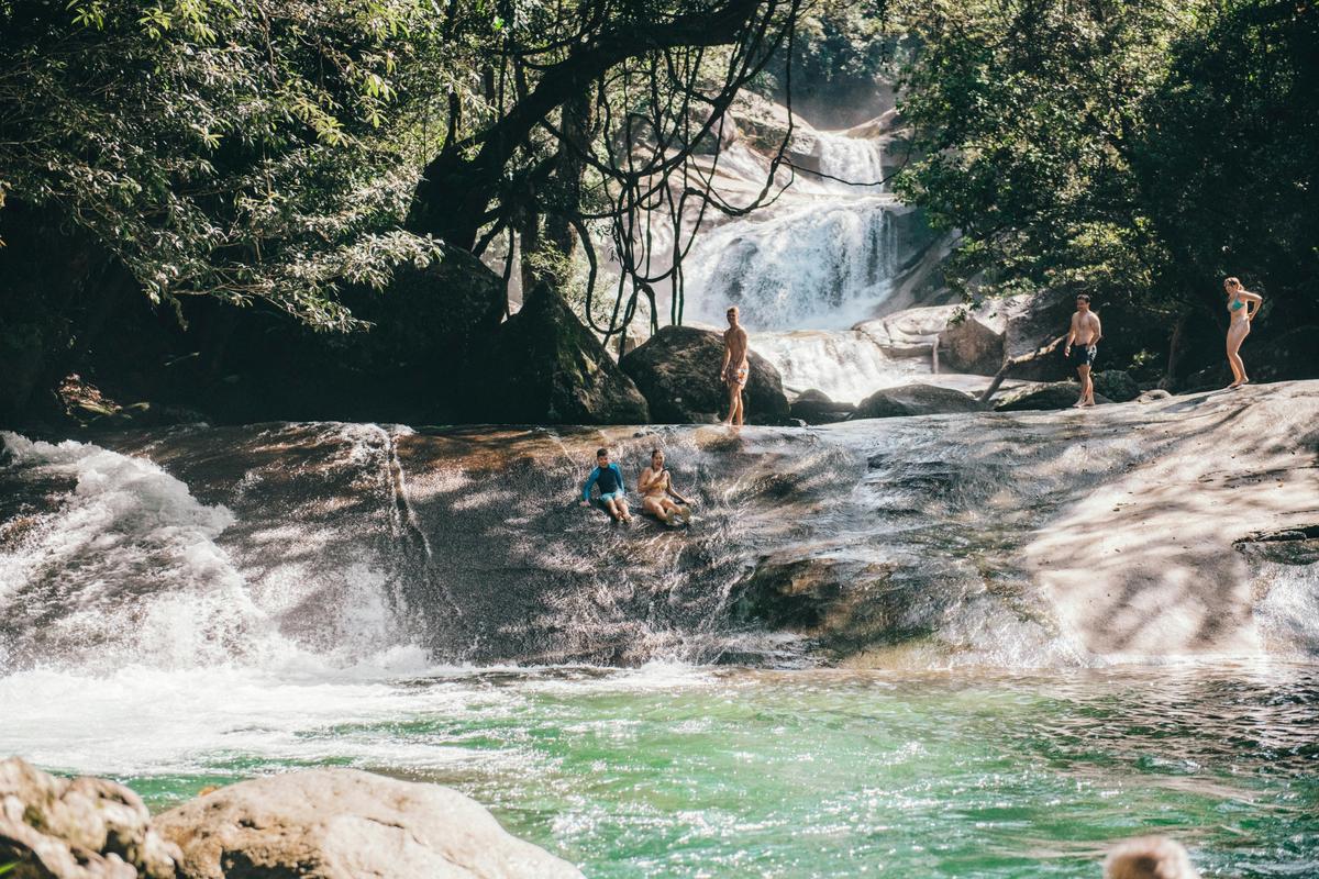 Josephine Falls Natural Rock Water Slide South of Cairns in Tropical North Queensland