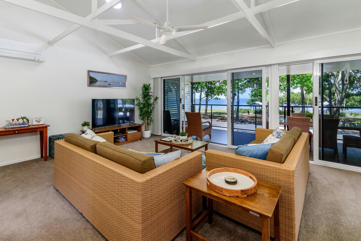 Lounge room overlooking water
