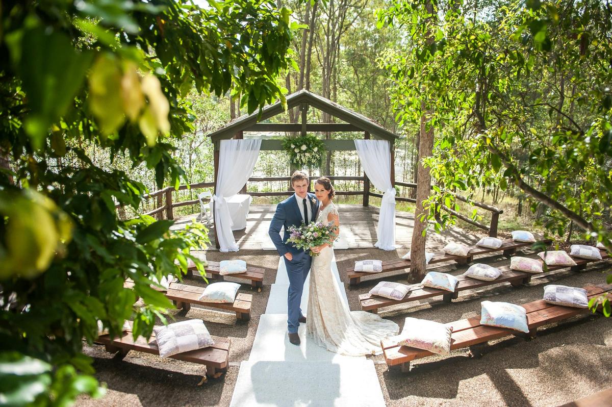 Bride and groom at the Lakeview wedding ceremony space