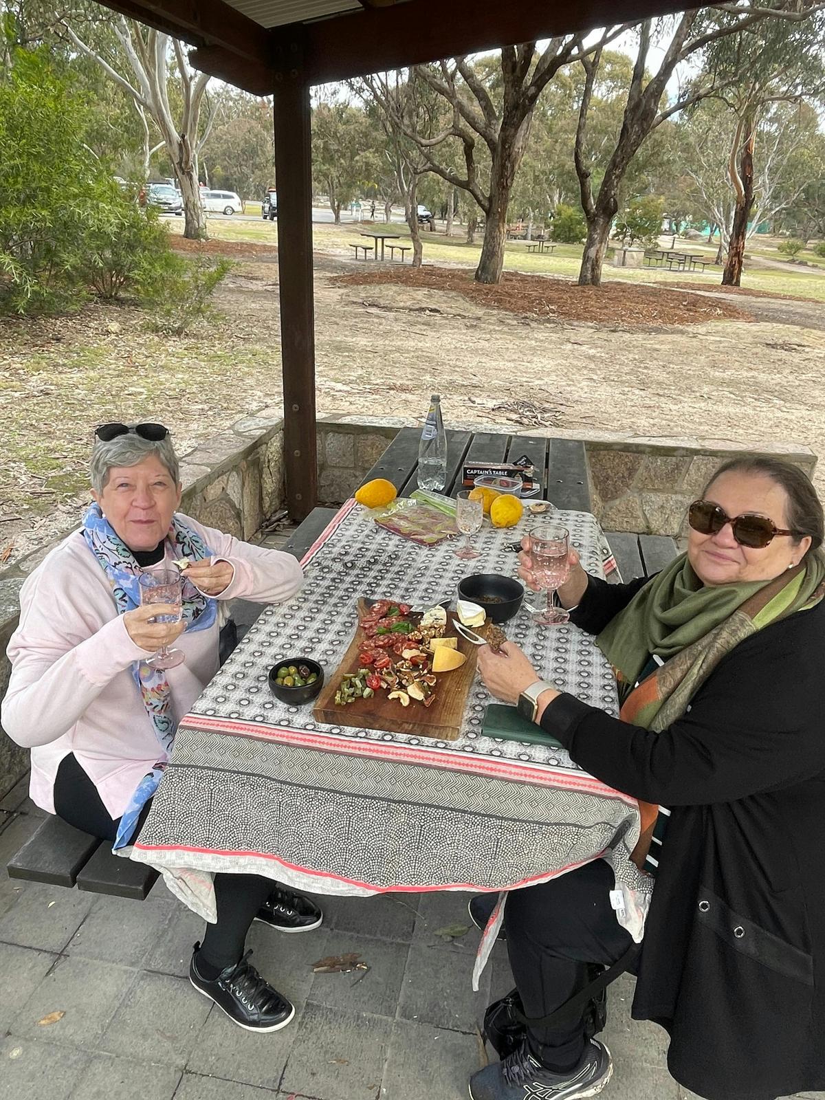 Enjoying a grazing board at Girraween National Park