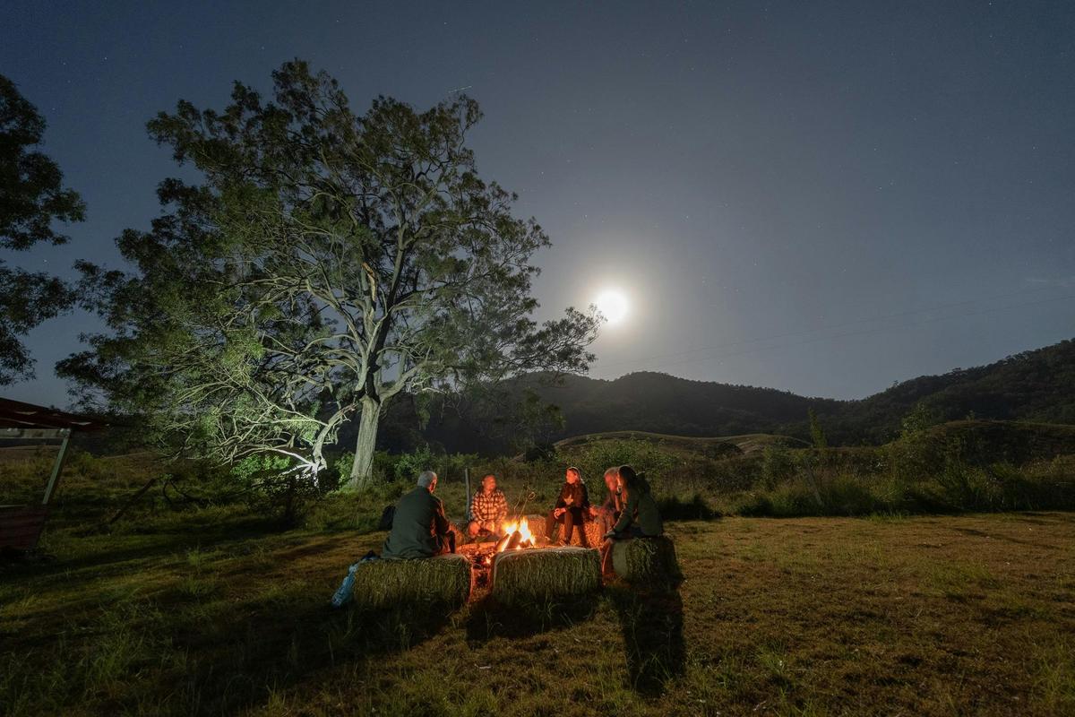 Camp oven dinner and didgeridoo