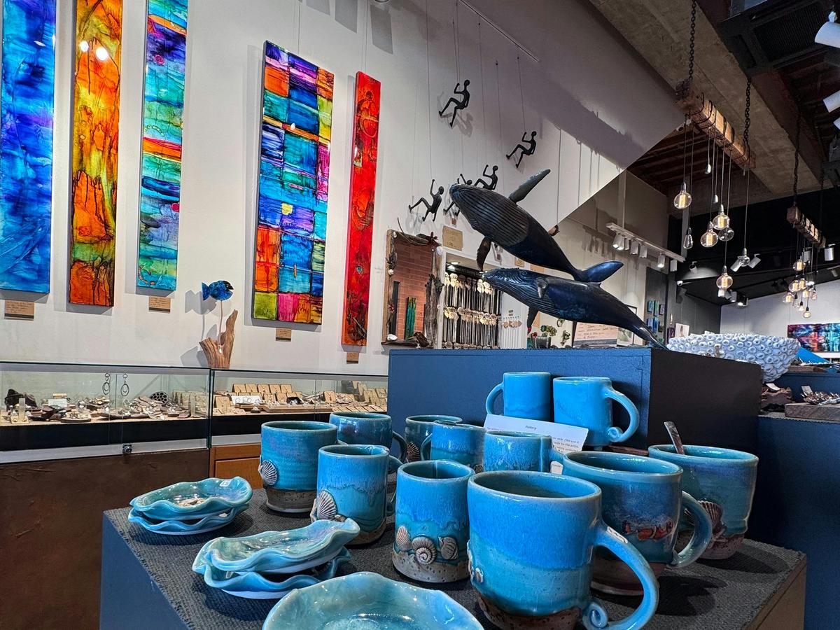 A collection of pottery, sculptures and artwork