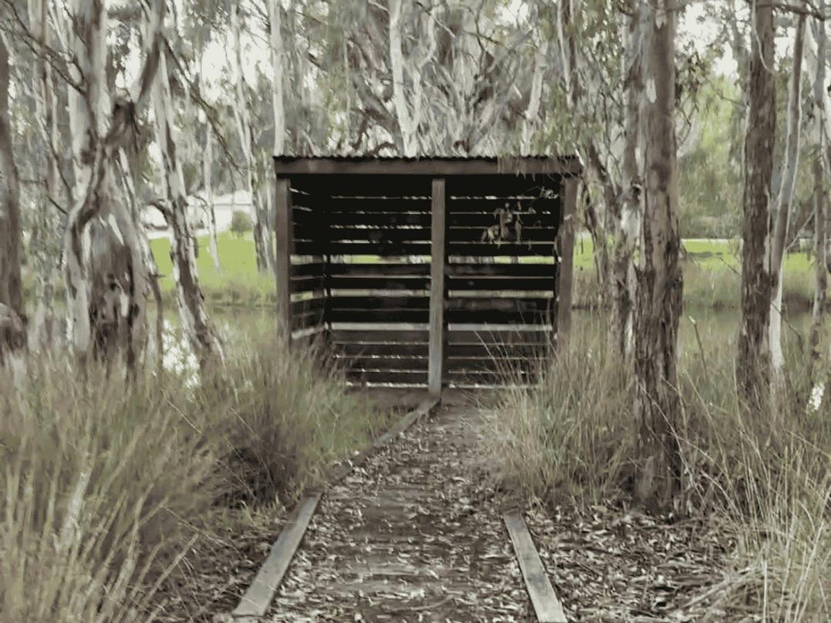 Bird hide in RJ Edwards Park