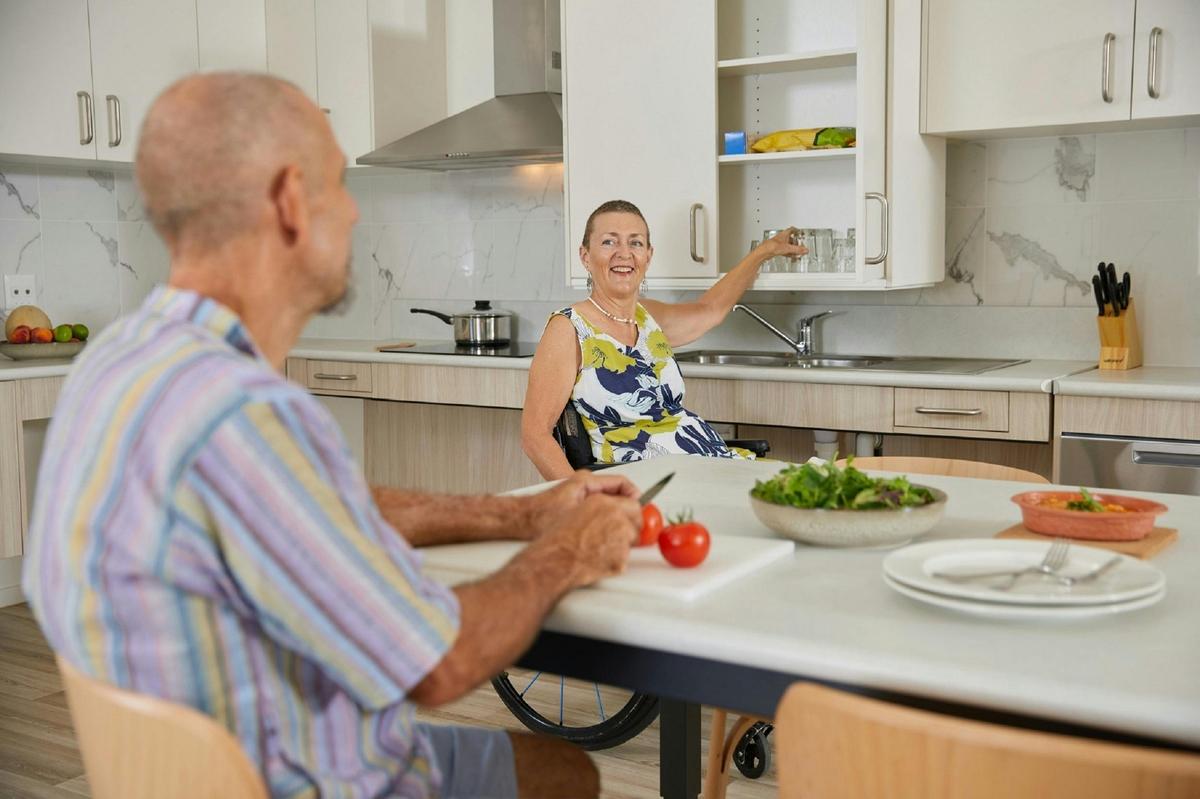 Guests in adaptive apartment